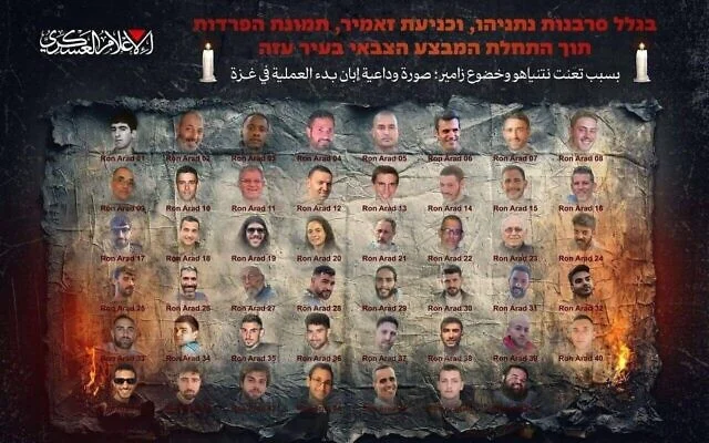 image du hamas représentant les otages en Ron Arad
