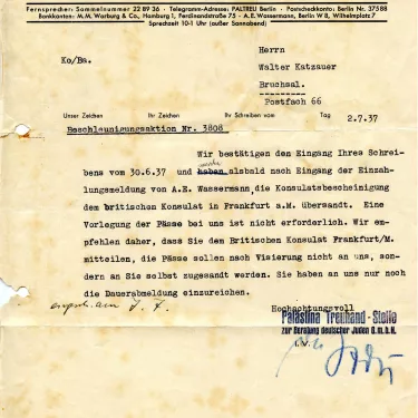 Document officiel dans le cadre de l'accord Haavara